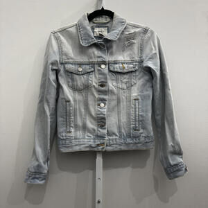 Forever 21 Light Wash Distressed Denim Jacket